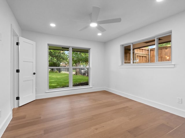 5832 Charlestown Dr, Dallas, TX 75230 - spare room with wood finished floors, ceiling fan, and recessed lighting