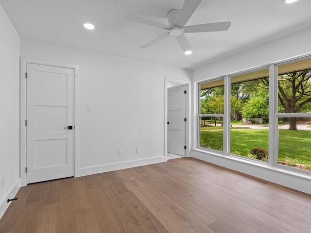5832 Charlestown Dr, Dallas, TX 75230 - empty room featuring recessed lighting, a ceiling fan, and wood finished floors