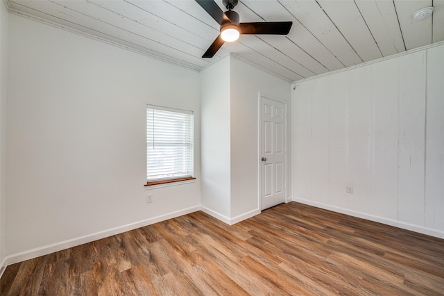 1505 W St, Mckinney, TX 75069 - empty room featuring wood finished floors, wooden ceiling, a smoke detector, and ceiling fan