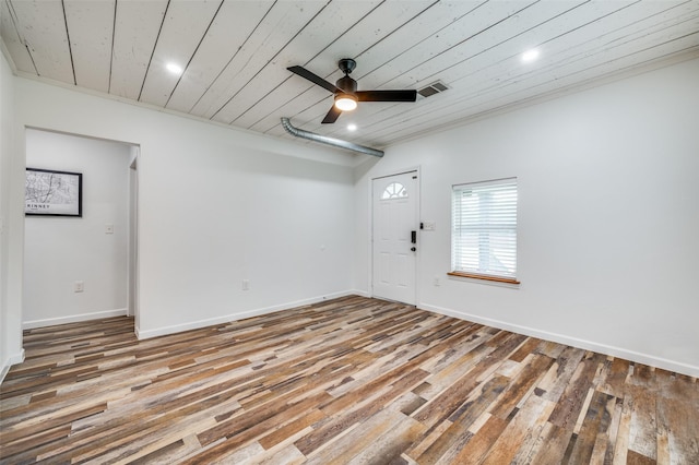 1505 W St, Mckinney, TX 75069 - unfurnished room featuring wood finished floors, wooden ceiling, a ceiling fan, and recessed lighting