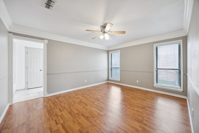 6209 Sierra Ct, Arlington, TX 76016 - unfurnished room featuring a ceiling fan, crown molding, and light wood-type flooring