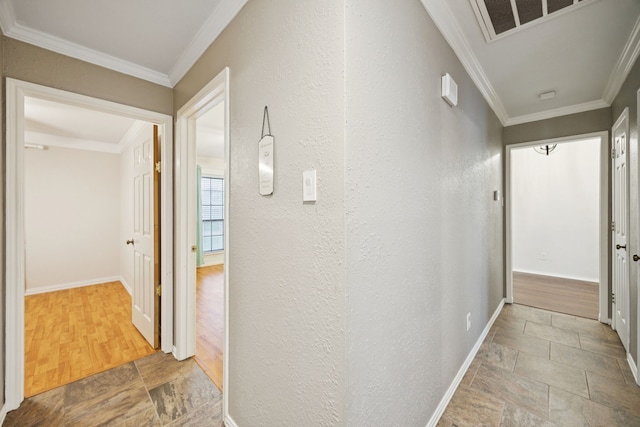 6209 Sierra Ct, Arlington, TX 76016 - corridor featuring ornamental molding and stone finish floors