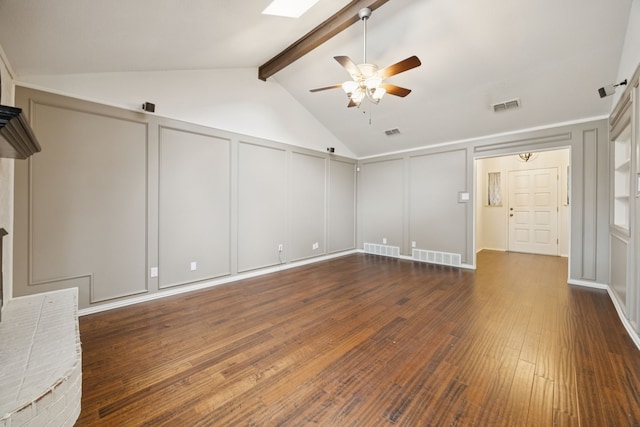 6209 Sierra Ct, Arlington, TX 76016 - spare room featuring a decorative wall, ceiling fan, and dark wood-type flooring