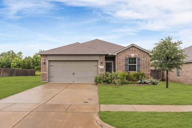 161 Collin St, Anna, TX 75409 - ranch-style home with brick siding, an attached garage, driveway, and a shingled roof