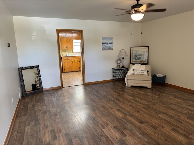 1402 Vine St, Bridgeport, TX 76426 - unfurnished room with dark wood finished floors and a ceiling fan