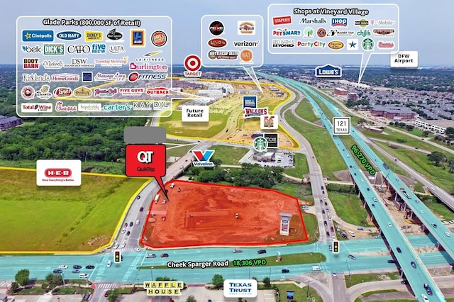 108 Fannin Dr, Euless, TX 76039 - aerial view of property's location with property parcel outlined