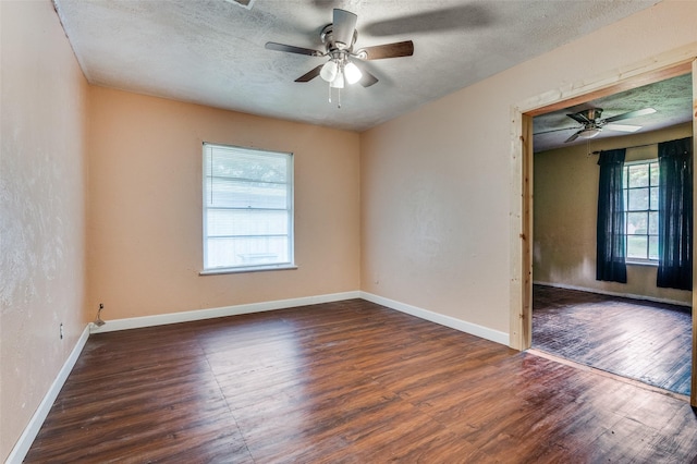 811 Tarryall Dr, Dallas, TX 75224 - unfurnished room with ceiling fan, wood finished floors, and a textured ceiling