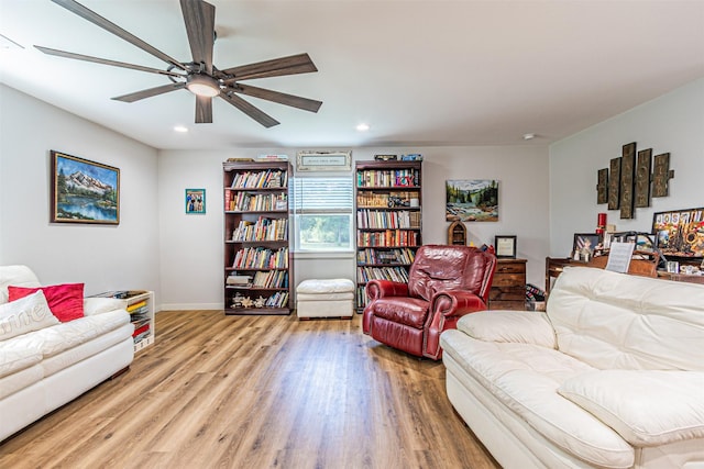 3135 Brazos River Dr, Granbury, TX 76048 - living room featuring wood finished floors, recessed lighting, and ceiling fan
