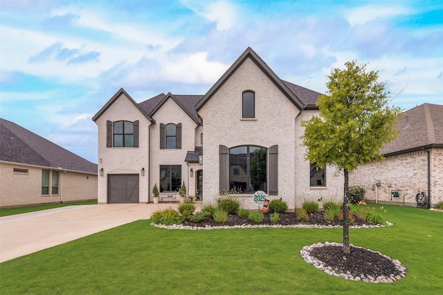 3900 Brazoria Dr, Prosper, TX 75078 - french country style house featuring a garage, concrete driveway, and a front yard