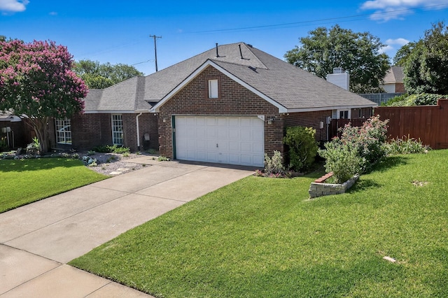 2705 Willowood Dr, Grapevine, TX 76051 - ranch-style home featuring brick siding, an attached garage, driveway, roof with shingles, and a chimney