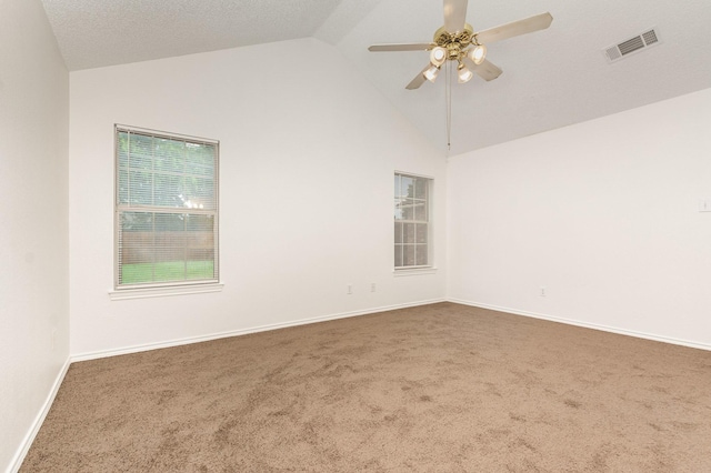 2515 High Pointe Blvd, Mckinney, TX 75071 - carpeted spare room with a ceiling fan and high vaulted ceiling