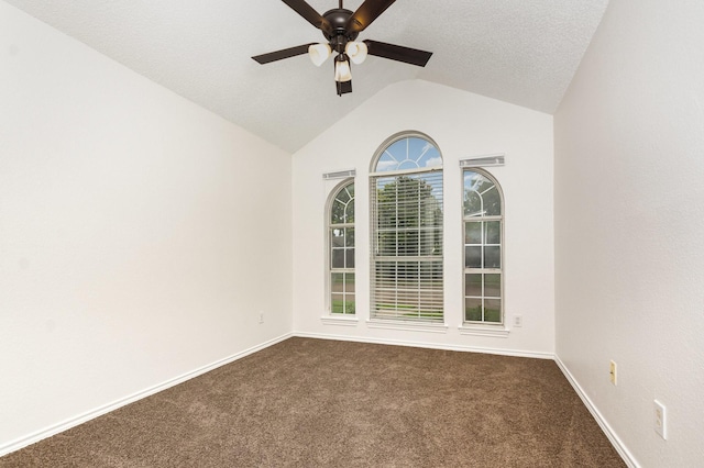 2515 High Pointe Blvd, Mckinney, TX 75071 - unfurnished room with a ceiling fan, dark carpet, and vaulted ceiling