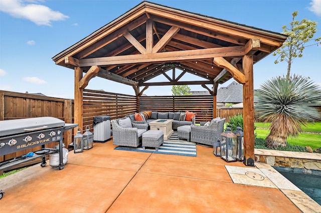 2427 Remuda Dr, Sherman, TX 75092 - fenced backyard featuring a gazebo, an outdoor hangout area, a patio area, and grilling area