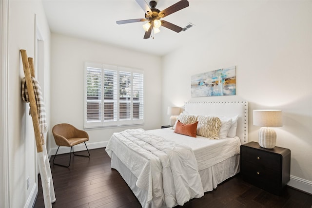 6873 Martel Pl, Frisco, TX 75035 - bedroom featuring dark wood-style flooring and a ceiling fan