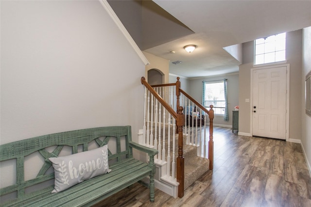 5216 Copper Creek Dr, Fort Worth, TX 76244 - entryway with wood finished floors and stairway