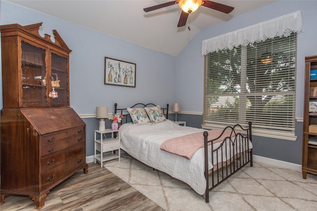 5216 Copper Creek Dr, Fort Worth, TX 76244 - bedroom with lofted ceiling, wood finished floors, and ceiling fan