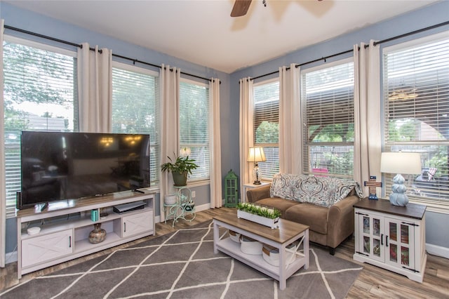 5216 Copper Creek Dr, Fort Worth, TX 76244 - living room featuring a ceiling fan and wood finished floors
