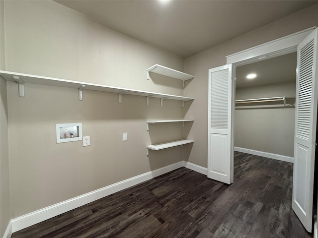 2849 Spruce Park Dr, Richland Hills, TX 76118 - laundry room featuring dark wood-type flooring, washer hookup, and recessed lighting