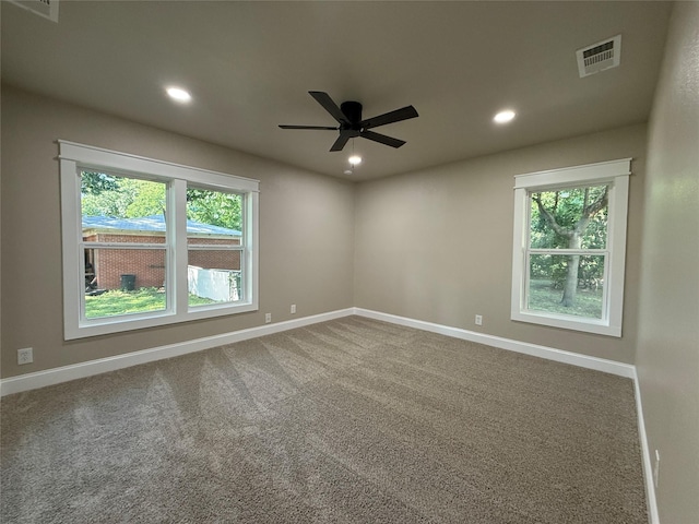 2849 Spruce Park Dr, Richland Hills, TX 76118 - unfurnished room with recessed lighting, healthy amount of natural light, ceiling fan, and carpet