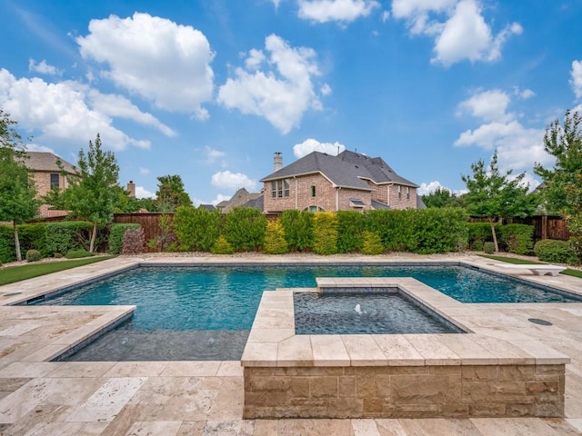 2911 Blackthorn Dr, Prosper, TX 75078 - view of swimming pool featuring an in-ground hot tub and a fenced backyard