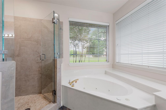 2403 Berry Grove Ct, Melissa, TX 75454 - bathroom featuring a jetted tub, a shower stall, and plenty of natural light