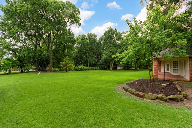 2403 Berry Grove Ct, Melissa, TX 75454 - view of grassy yard featuring a patio area and view of wooded area