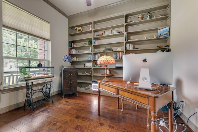 206 Hidden Meadow Cir, Midlothian, TX 76065 - office space with ornamental molding and wood-type flooring