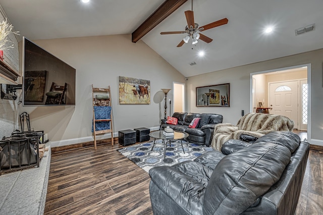 211 Willow Creek Ct, Mansfield, TX 76063 - living room featuring a ceiling fan, wood finished floors, and recessed lighting