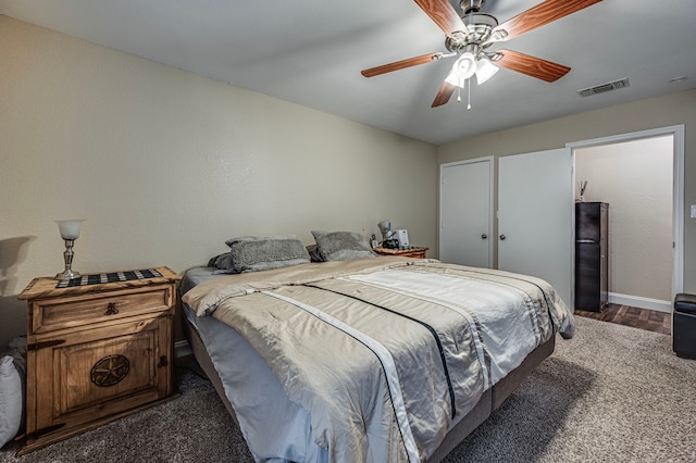 211 Willow Creek Ct, Mansfield, TX 76063 - bedroom with dark wood-type flooring and a ceiling fan