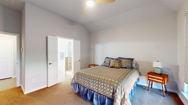 751 Kirby Dr, Argyle, TX 76226 - bedroom with carpet floors, lofted ceiling, ceiling fan, and ensuite bathroom