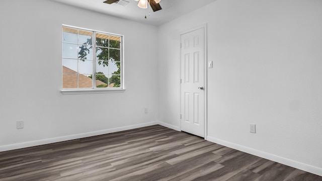 836 Snapdragon Ln, Plano, TX 75075 - unfurnished room featuring ceiling fan and dark wood finished floors