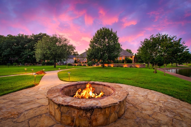 229 Lakeside Dr, Malakoff, TX 75148 - view of patio with a fire pit
