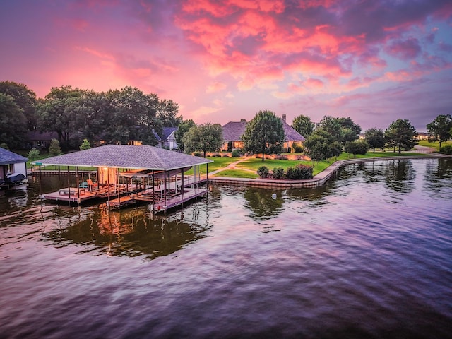 229 Lakeside Dr, Malakoff, TX 75148 - dock with boat lift, a water view, and a yard