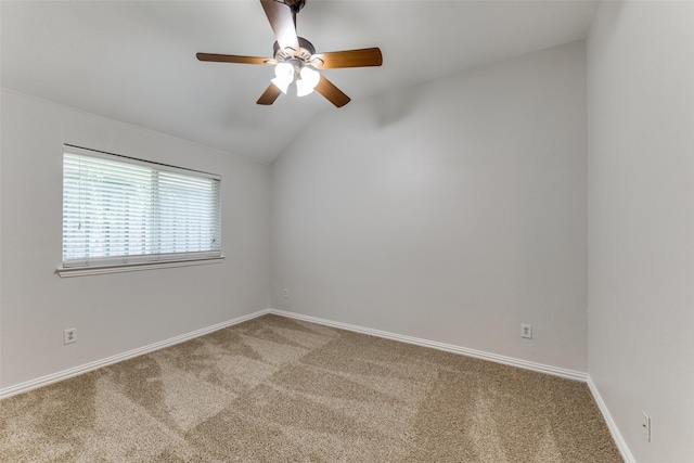 426 Bell Dr, Wylie, TX 75098 - empty room with carpet flooring, a ceiling fan, and vaulted ceiling