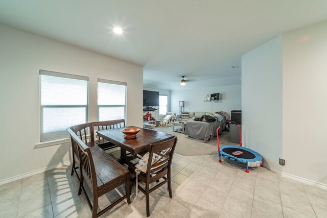 756 Loomis Trl, Justin, TX 76247 - dining room with ceiling fan and light tile patterned floors
