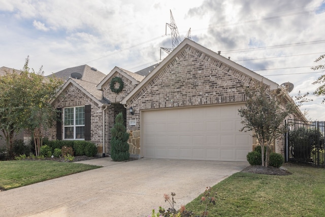 1728 Karma Dr, Wylie, TX 75098 - view of front of property with concrete driveway, brick siding, a garage, a front lawn, and a shingled roof