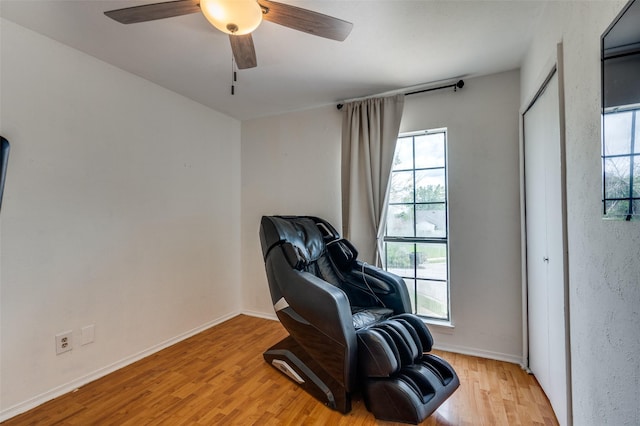 3412 Forest Creek Dr, Fort Worth, TX 76123 - sitting room featuring wood finished floors and a ceiling fan