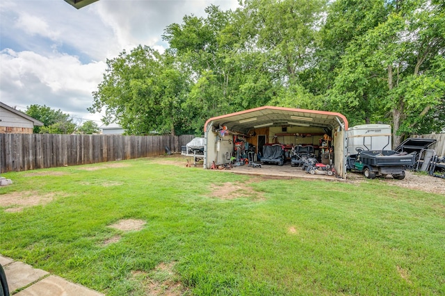 3412 Forest Creek Dr, Fort Worth, TX 76123 - fenced backyard featuring a carport and a storage shed