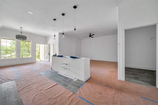 14017 Cimarron Dr, Balch Springs, TX 75180 - unfurnished living room with lofted ceiling and ceiling fan