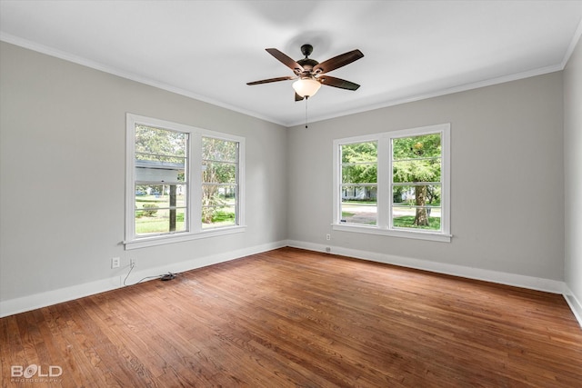 174 Carrollton Ave, Shreveport, LA 71105 - empty room featuring a ceiling fan, wood-type flooring, and ornamental molding