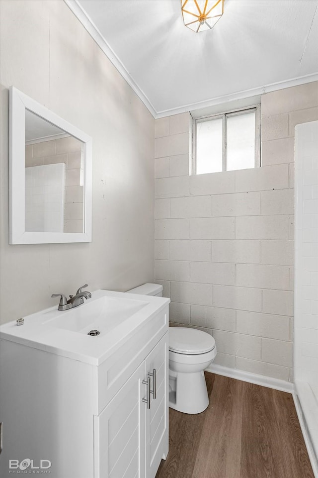 174 Carrollton Ave, Shreveport, LA 71105 - bathroom featuring wood finished floors, vanity, and ornamental molding