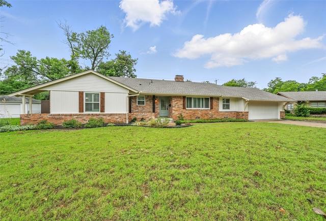 2705 Shelby St, Garland, TX 75041 - single story home featuring an attached garage, brick siding, concrete driveway, a chimney, and a front yard