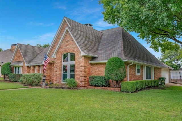 2900 Trail Lake Dr, Grapevine, TX 76051 - view of front of property with brick siding, a chimney, and a front yard