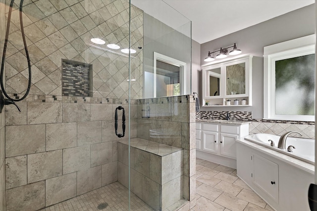 5885 State Highway 160, Whitewright, TX 75491 - bathroom with a shower stall, vanity, and a garden tub
