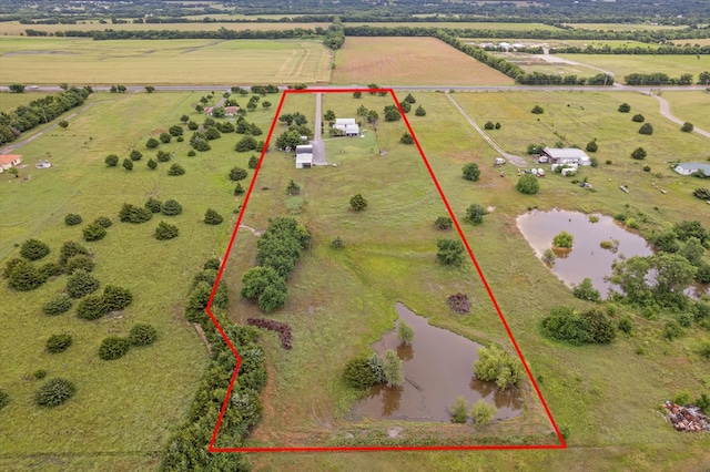 5885 State Highway 160, Whitewright, TX 75491 - aerial view of sparsely populated area with property boundaries highlighted and a large body of water