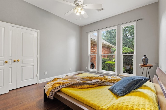 2009 Lake Fork Ct, Denton, TX 76210 - bedroom with wood finished floors and a ceiling fan