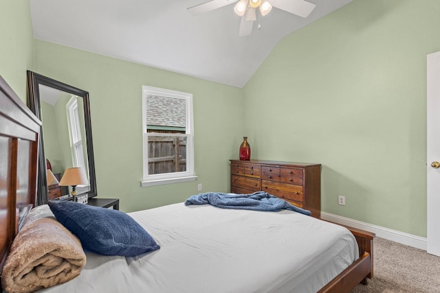 2009 Lake Fork Ct, Denton, TX 76210 - bedroom with carpet, lofted ceiling, and ceiling fan