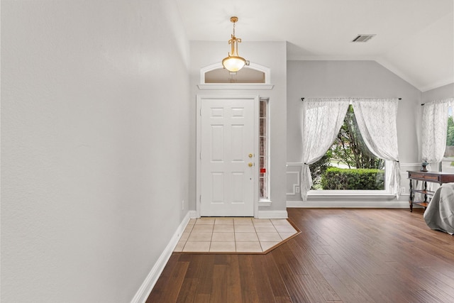 2009 Lake Fork Ct, Denton, TX 76210 - entryway with hardwood / wood-style floors and lofted ceiling