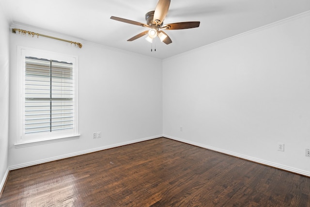 6154 Vickery Blvd, Dallas, TX 75214 - unfurnished room with dark wood finished floors, a ceiling fan, and crown molding