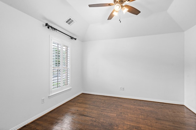 6154 Vickery Blvd, Dallas, TX 75214 - unfurnished room with lofted ceiling, a ceiling fan, and wood finished floors